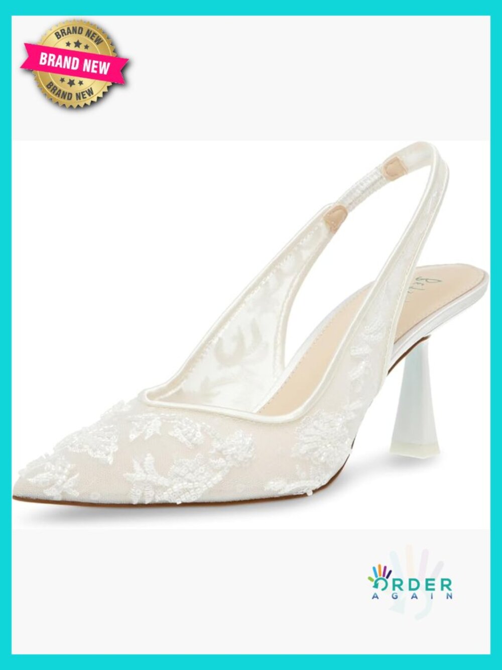 Pointed Toe Pump Embellished Floral Slingback Heel Evening Party